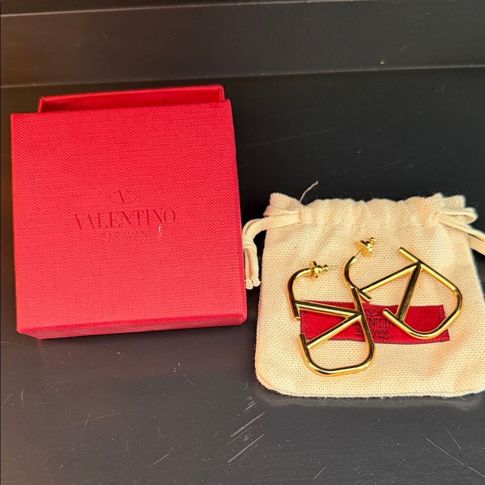 Valentino Gold Angular Earrings